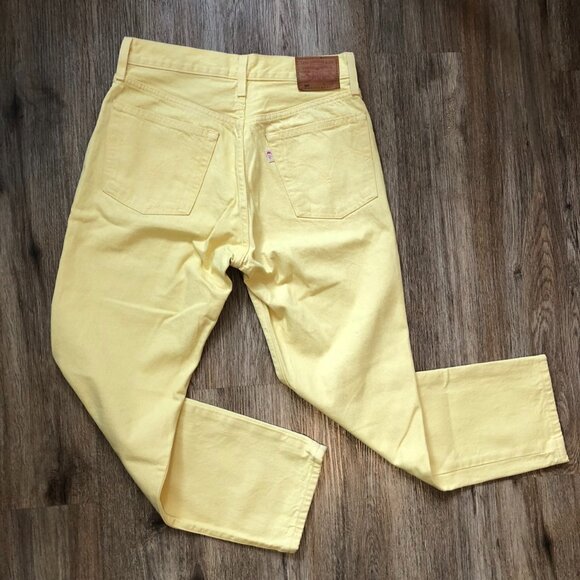 Levi's501 Vintage Jeans Cotton100 Yellow W27L26 Cropped Straight Leg MushroomTag - Picture 2 of 15
